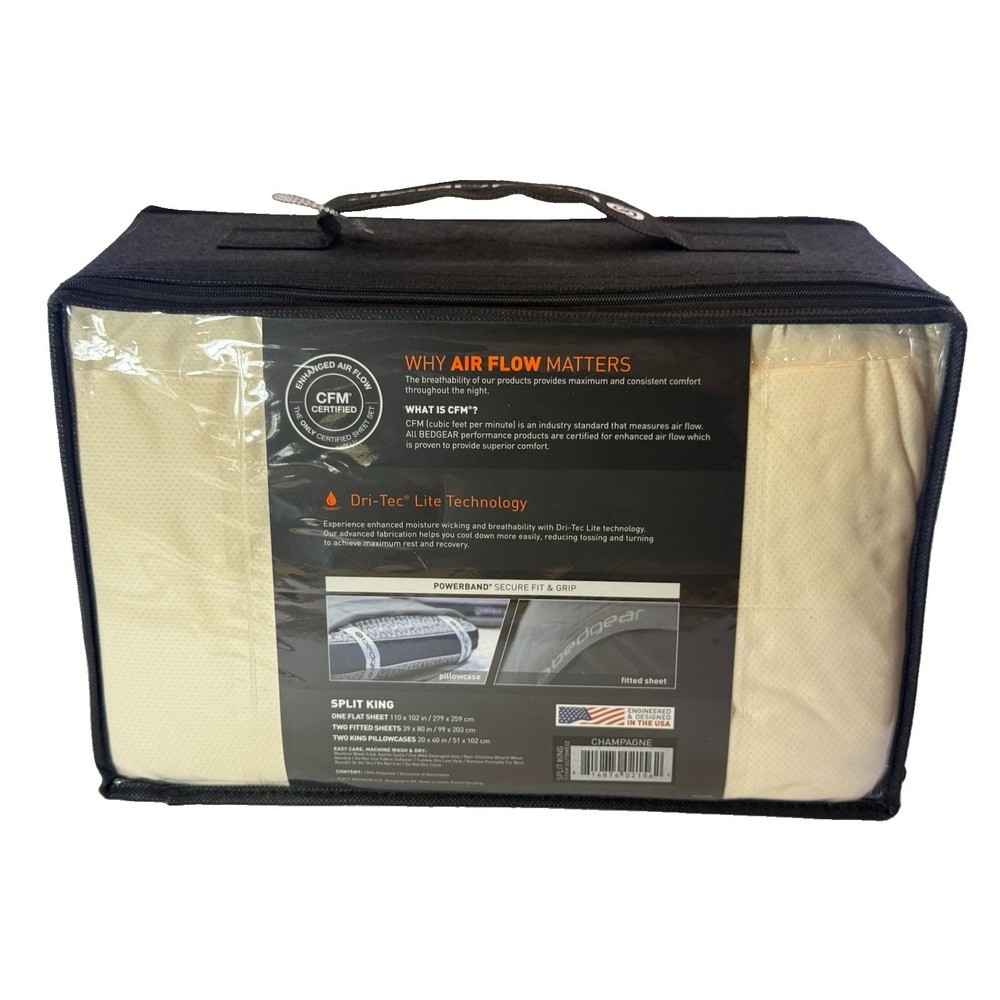 Bedgear Dri Tec Temperature Regulating Sheet Set - Split Cal King New